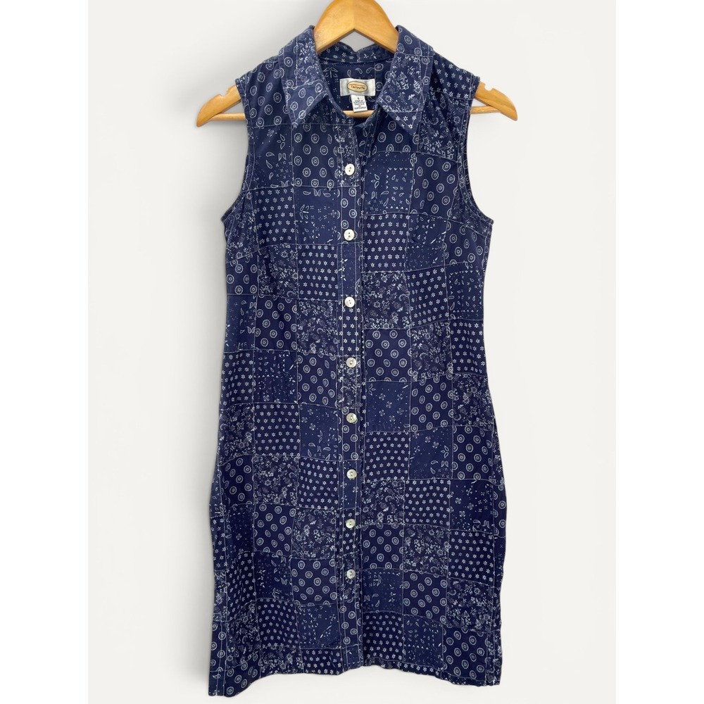 Talbots Shirt Dress 6 Patchwork Bandana Quilt Print Sleeveless Cotton Modest